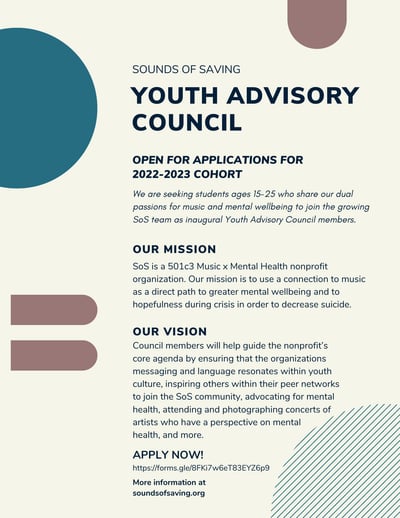 Sounds of Saving announces the formation of its Youth Advisory Council
